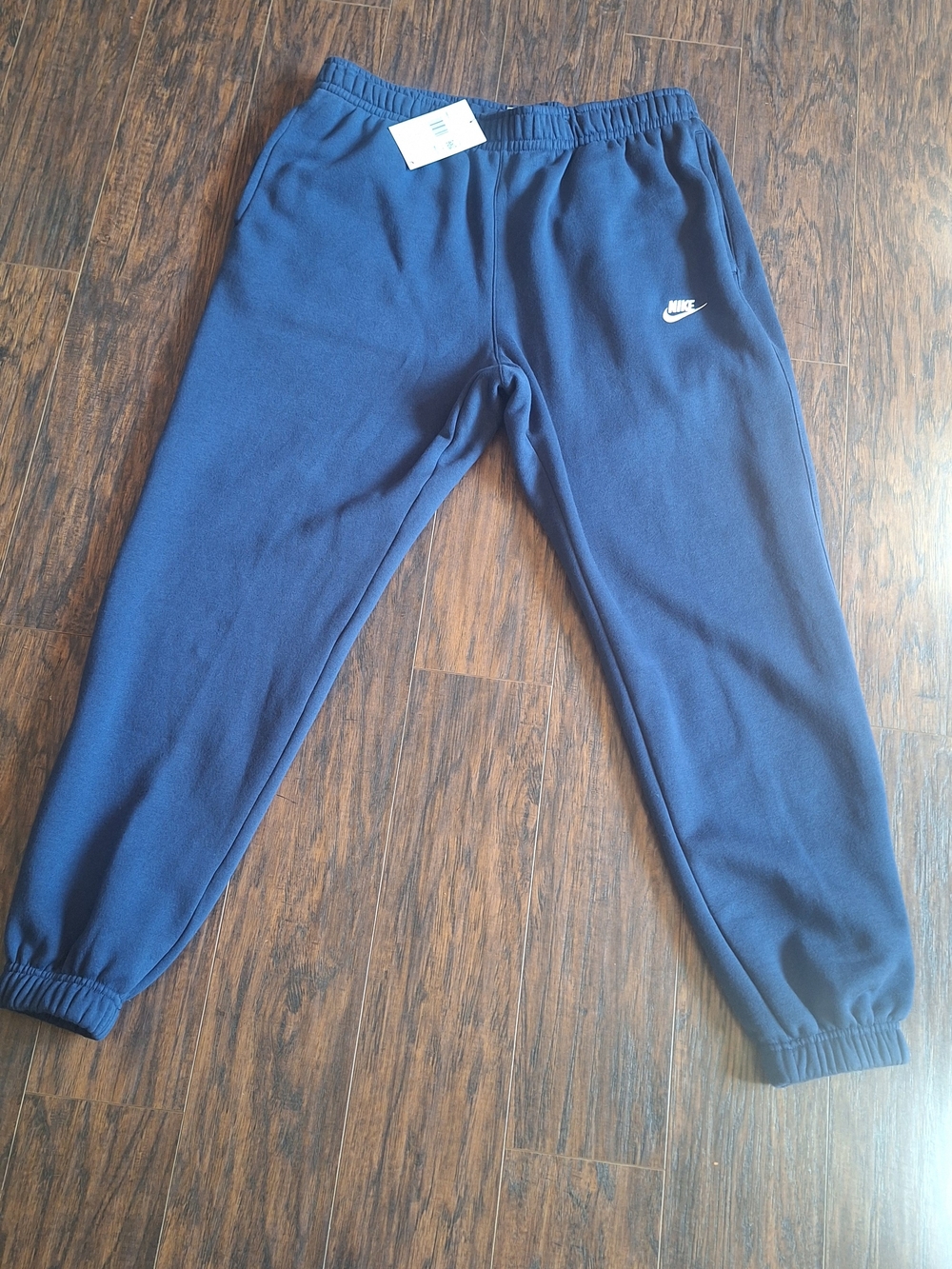 Nike Navy Blue Men's Jogger Sweatpants with White Swoosh